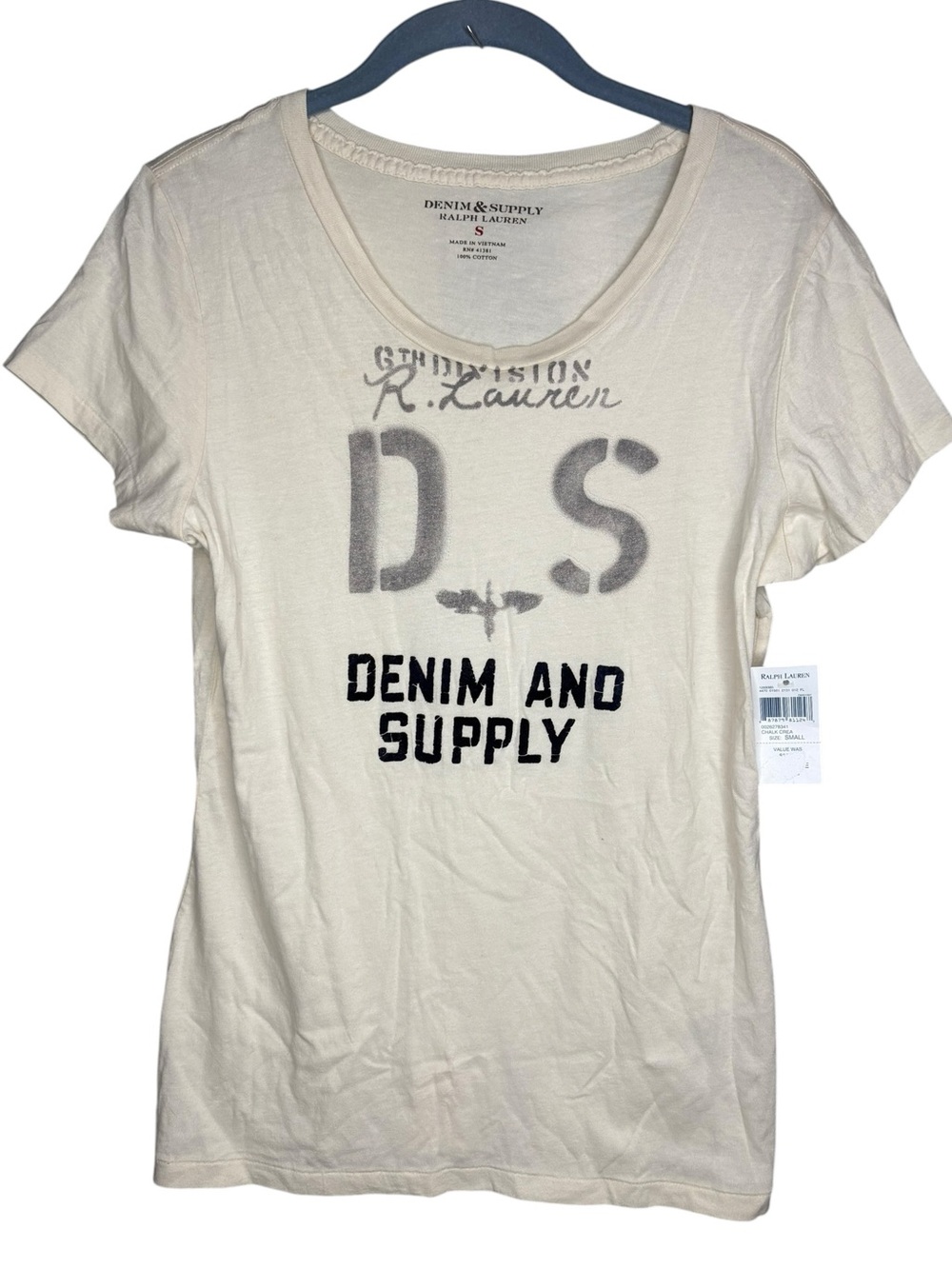 Ralph Lauren Denim Supply Cream Graphic Short Sleeve Tee NWT size small
